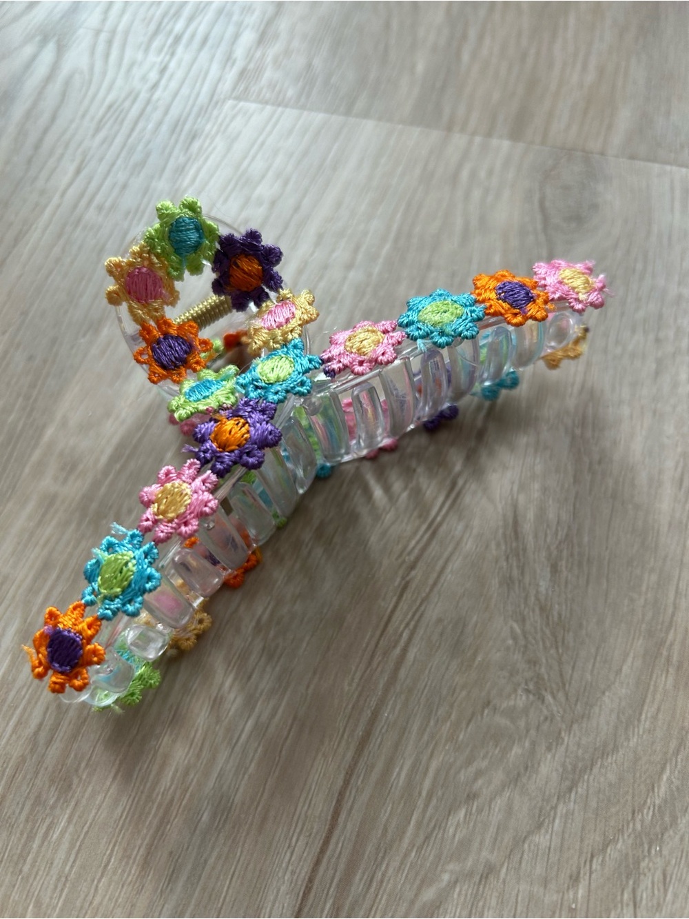 Hand Embroidered Floral Crochet Hair Clip 🌻💐🌷